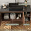 Meuble-lavabo flottant 36 po avec lavabo rectangulaire 36 po, armoire de rangement murale avec 1 armoire et 2 compartiments ouverts, plateau de table en faux marbre noir