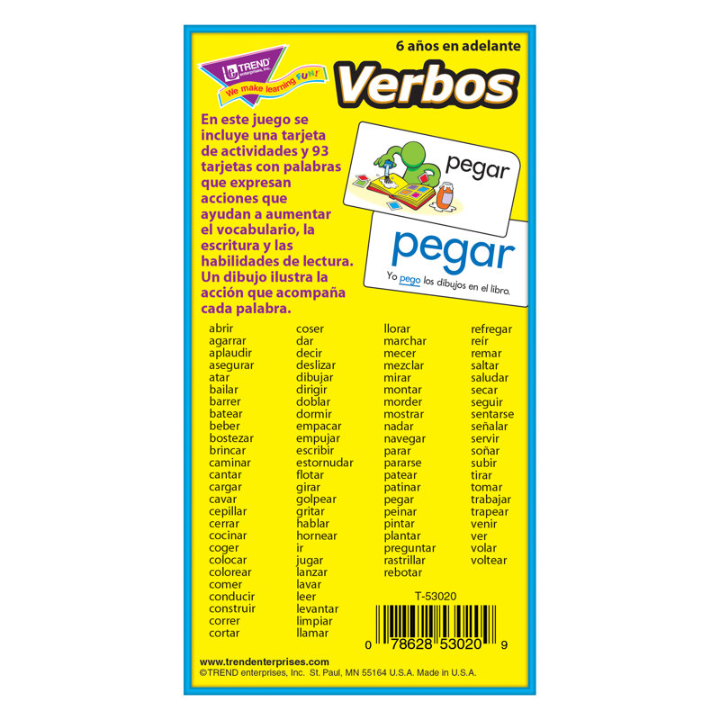 « verbose », cartes flash à lettres d’action