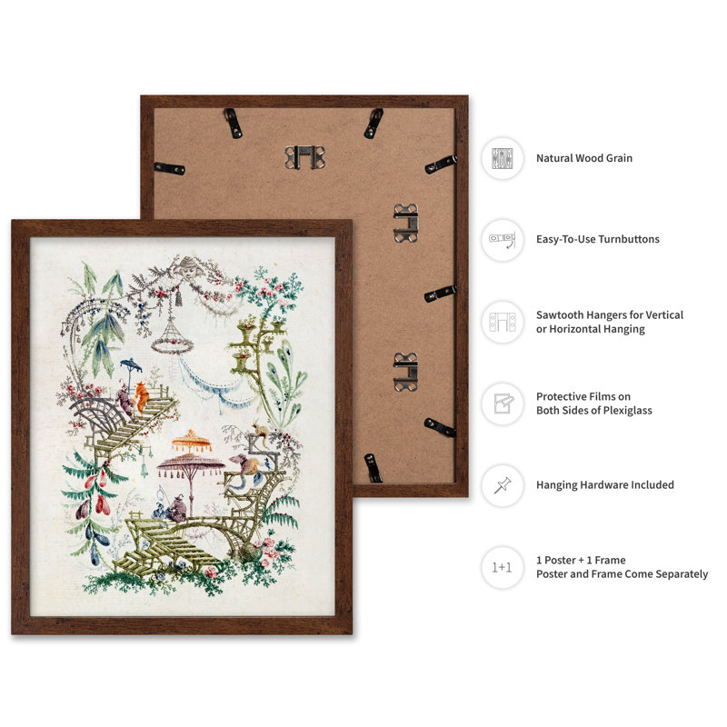 Chinoiserie enchantée, Affiche, 16"H x 20"W, Encadrement brun