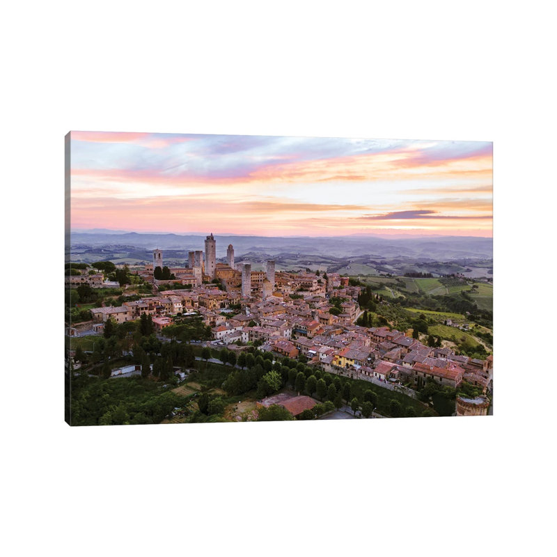 San Gimignano Aerial, Tuscany, Italy 1 Piece Wrapped Canvas Wall Art, 101.6 cm H x 66.04 cm W x 1.91 cm D