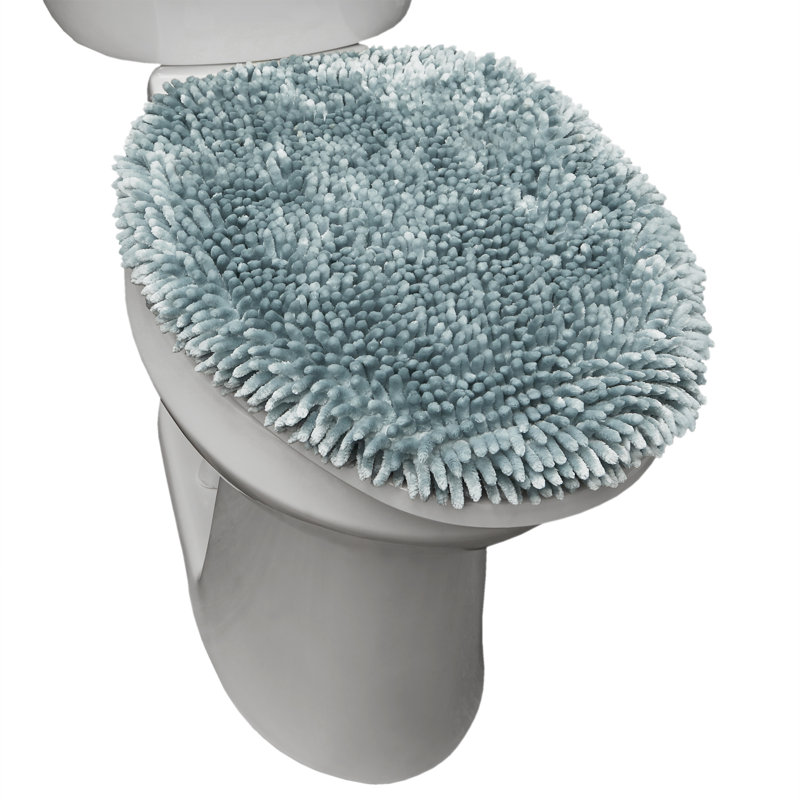 TOWN & COUNTRY BASICS Spa Step Noodle Solid Bathroom Washable Toilet Lid, Green