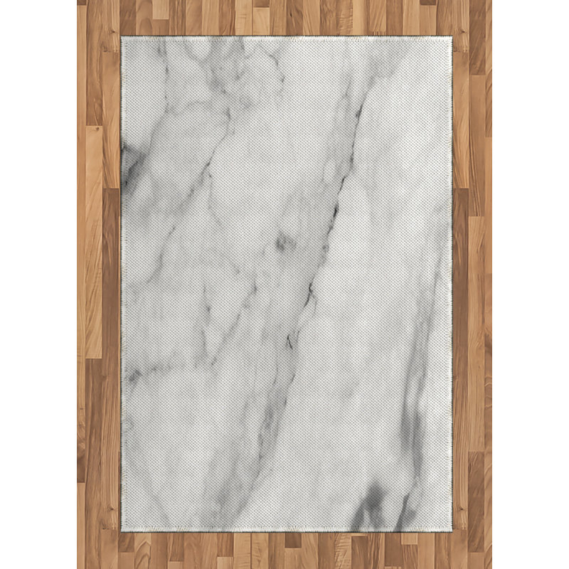 Marble Print High Density Long Fiber Poly Threads Decorative Area Rug Carpet, Rectangle 4' x 5'8"