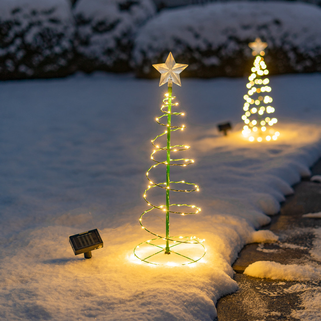 2' Solar Powered LED Spiral Christmas Tree, White