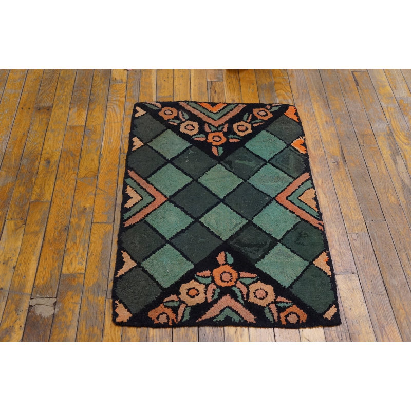 Antique American Hooked America Multicolor 1920s Rug