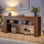 Console mince avec tablettes de rangement ouvertes en brun clair et brun foncé-1482620885