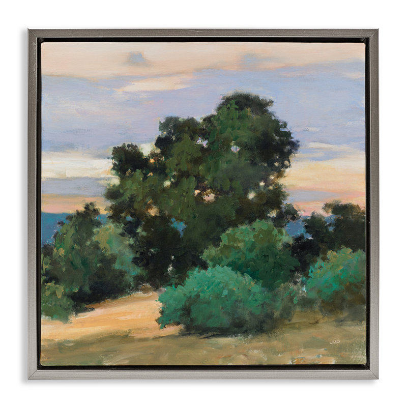 Cadre flottant Grove au crépuscule, design par Julia Purinton, H 18 po x l 18 po, Cadre flottant gris lustré