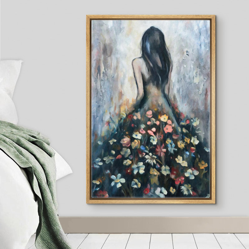 "Femme abstraite avec jupe de fleur, silhouette féminine artistique moderne et fantaisiste" sur, Naturel, H 36 po x l 24 po
