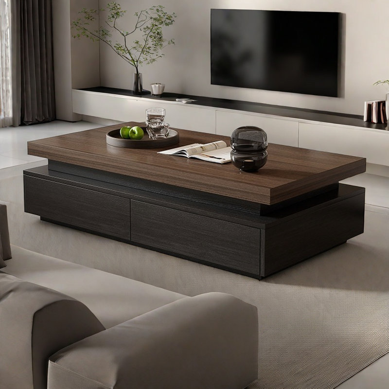 Table basse moderne, simple et créative, H 16,5 po x L 51,2 po x l 33,5 po, Noir / brun