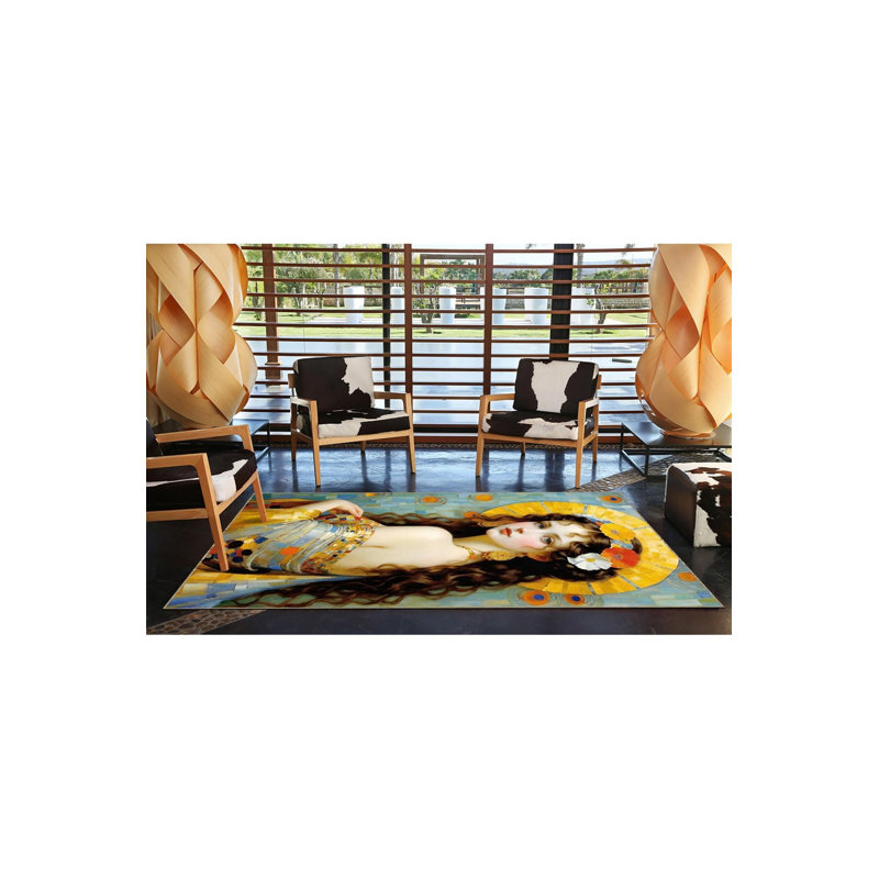 Tapis décoratif coloré à motif lavable à la machine, Sous-tapis rectangulaire de 3 pi 3 po x 4 pi 11 po
