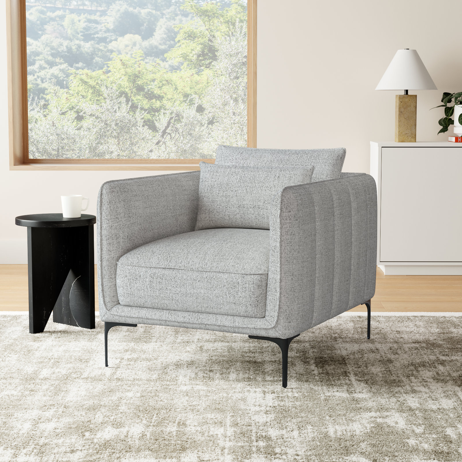 Rae Upholstered Armchair, Gray Heathered