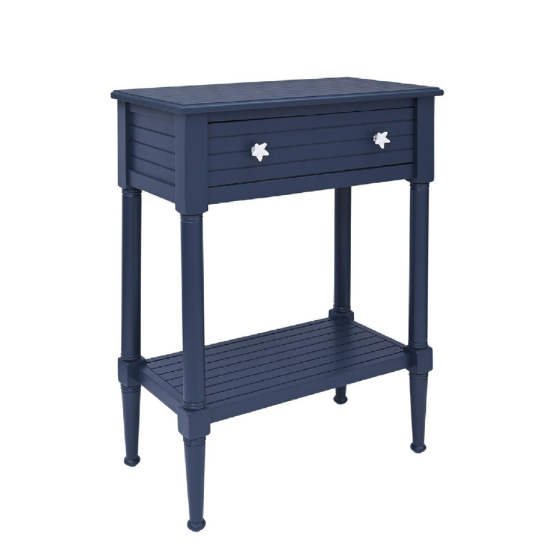Table d'appoint Barras avec 1 tiroir et structure en bois, Bleu