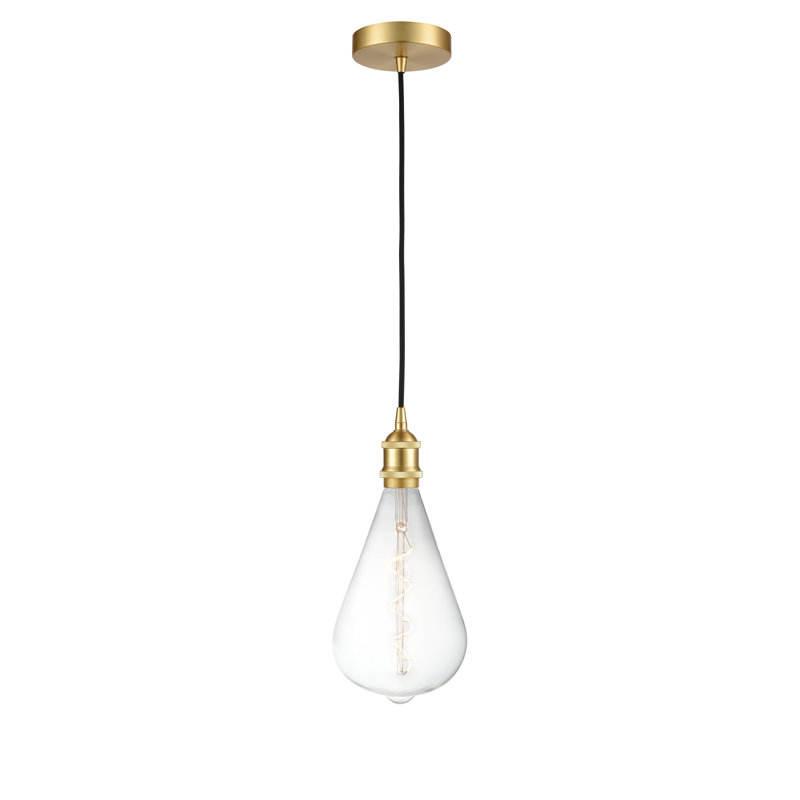 Luminaire suspendu à 1 lumière Waterville, Noir mat, H 14,88 po x l 6,5 po x P 6,5 po