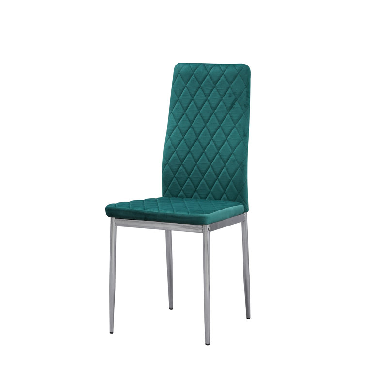 Knisely 46cm H Velvet Upholstered Side Chair, Green