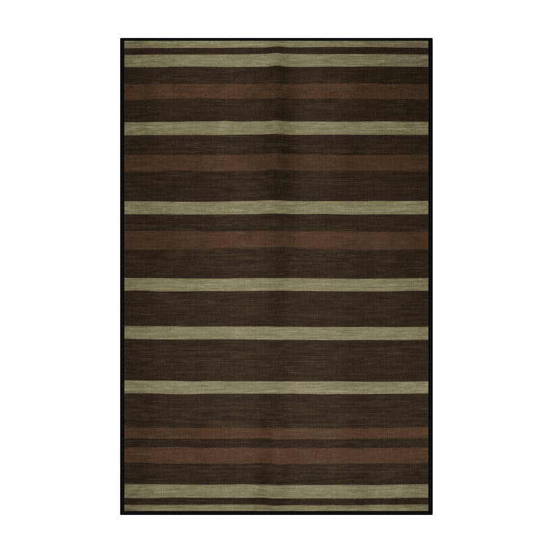 Tapis brun à rayures horizontales lavable à la machine