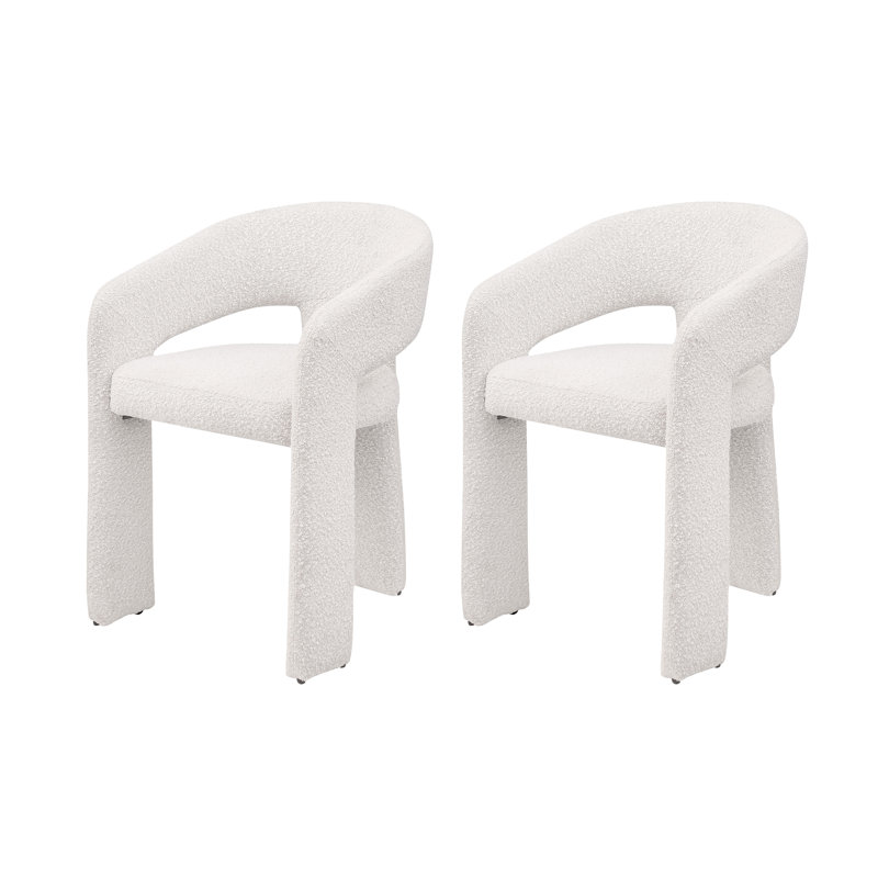 Chaise d'appoint rembourrée Ozellar Boucle, Crème