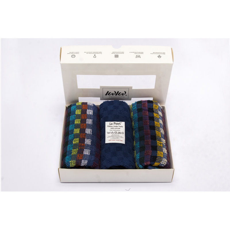 Cotton Jacquard Tea Towel Kitchen Towel, Blue/Yellow/Green