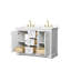 Meuble-lavabo double de 48 po Avery en bleu foncé, comptoir en marbre de culture blanc, lavabos carrés encastrés (3 trous), garniture or brossé-98210844-98210846-98210849