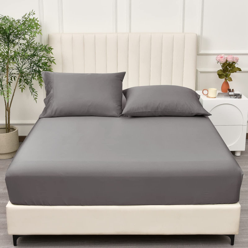 PHF 100% Rayon Derived from Bamboo Fitted Sheet, 16" Deep Pocket,2.5cm Wider Strong Elastic Easy Fit, Breathable Silky Soft Skin-Friendly for Hot Sleeper