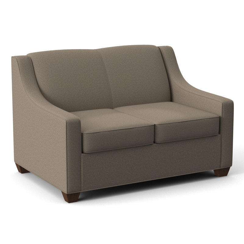 Phillips 52" Square Arm Loveseat with Reversible Cushions, Connelly Wren, Montana Walnut