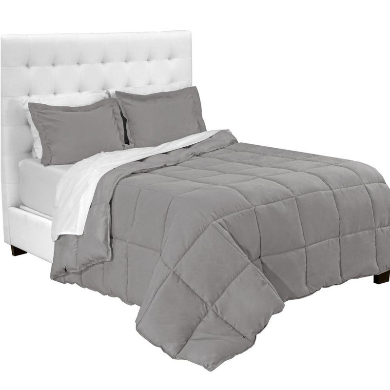 Modern & Contemporary Comforter, Light Gray/White, Twin Comforter + Pillowcases