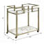 Chariot de service en verre transparent, plateau en faux marbre et laiton