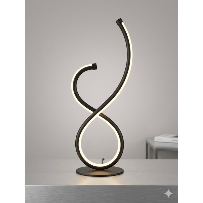 Modern Spiral Black Table Lamp, Black