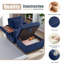 Canapé confortable moelleux en velours côtelé, espace de rangement pour une grande chaise simple, méridienne super douce avec repose-pieds et table-118850164