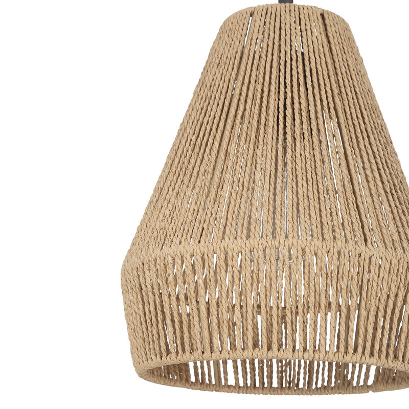 1 - Light Kitchen Single Steel Dimmable Woven Rattan Pendant UL Certified, Black/Light Brown