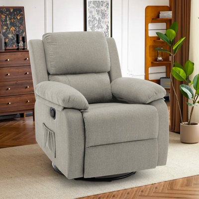 KORSER Recliner Chair, Manual Recliner, 360 Swivel Recliners For Small Spaces ,Rocker Recliner With Side Pockets
