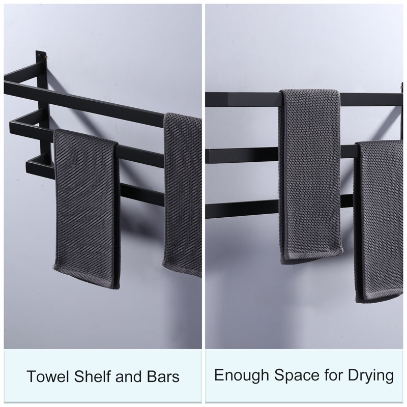 SUS 304 Stainless Steel 3-Tier Wall Mount Towel Rack With Concealed Mounting Hardware, Matte Black