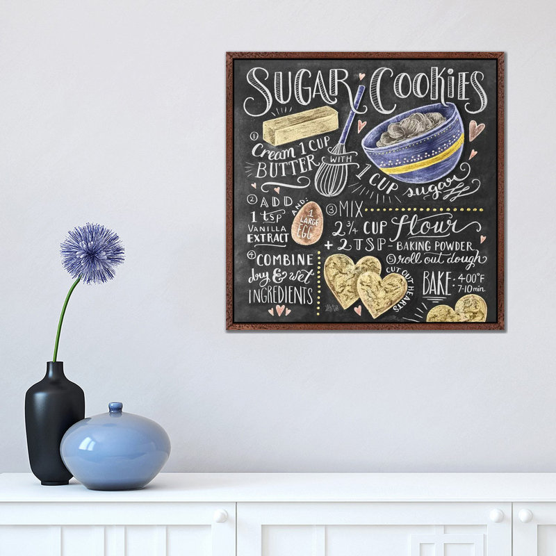 Sugar Cookies Recipe - Print on Canvas, 45.72 cm H x 45.72 cm W, Classic Brown Wood Framed