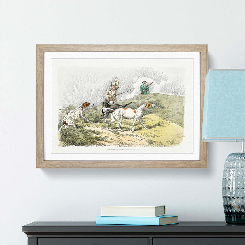 Hounds on the Lookout by Henry Alken - Picture Frame Painting Print, 36cm H x 48cm W x 2cm D, Oak Framed