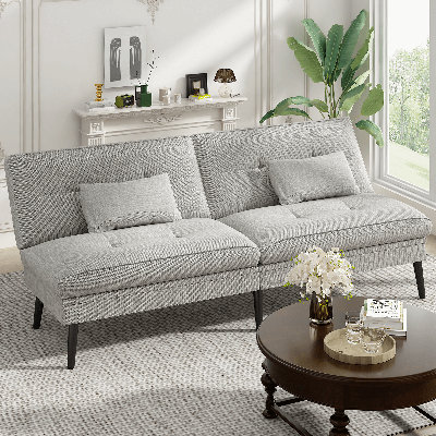 Convertible Futon Sofa Bed, Sleeper Futon Couch Bed Adjustable Backrest Couch, Folding Futon Sleeper Recliner, 69? Modern Futon Loveseat For Living Room, Bedroom, Office, Apartment, Dorm
