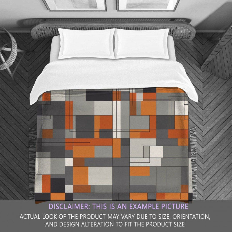 Housse de couette à carreaux, Édredon très grand, Gris / orange