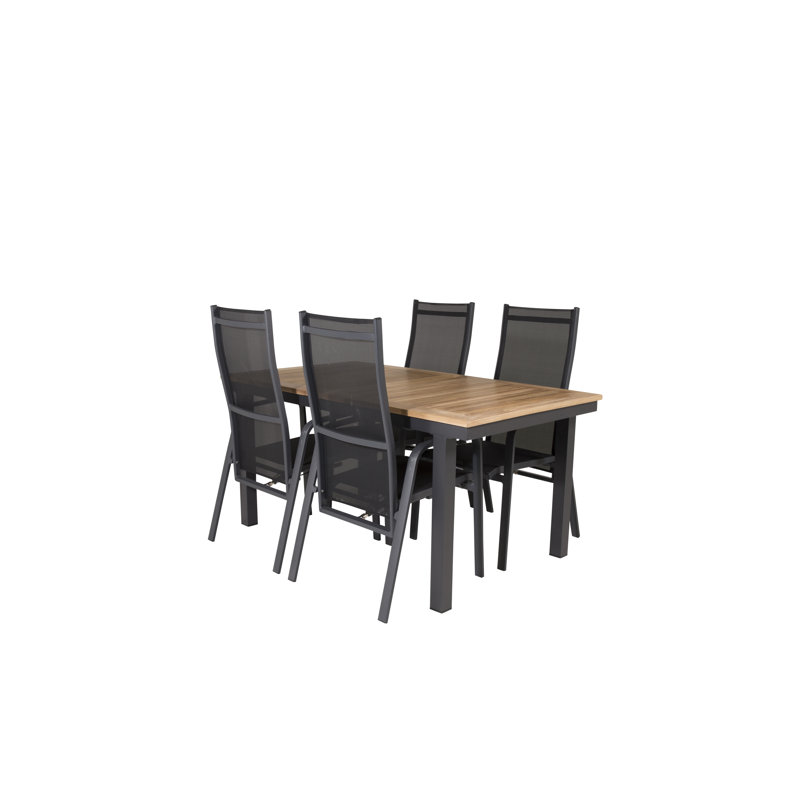 Navya 4 - Person Teak Patio Dining Set with Extendable Rectangular Table