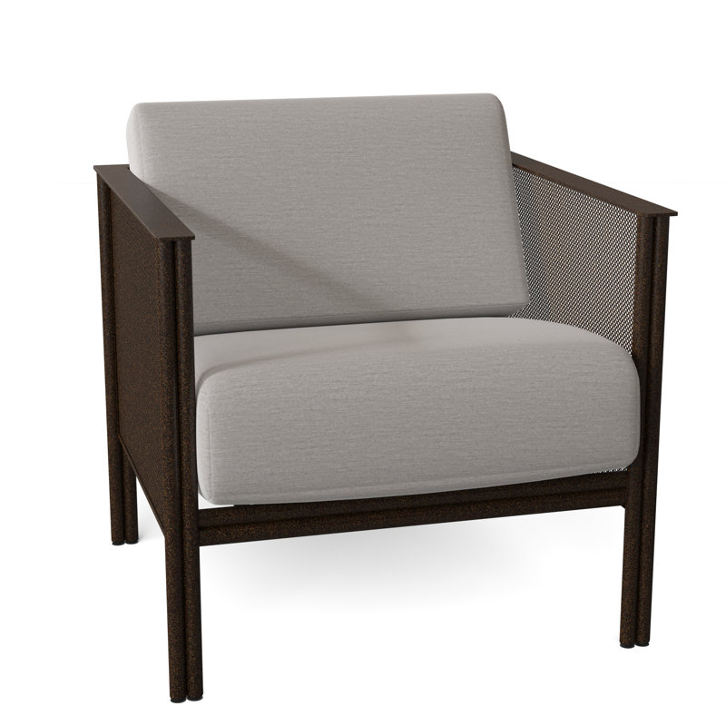 Fauteuil de patio Jax, Blanc patiné, Impact Vapor gris Sunbrella®