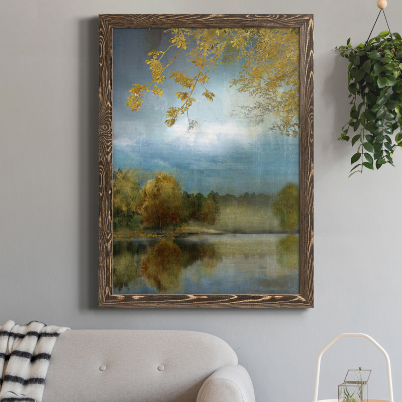 Golden Leaves - Peinture sur toile encadrée, H 24 po x l 18 po x P 1,5 po, Noyer