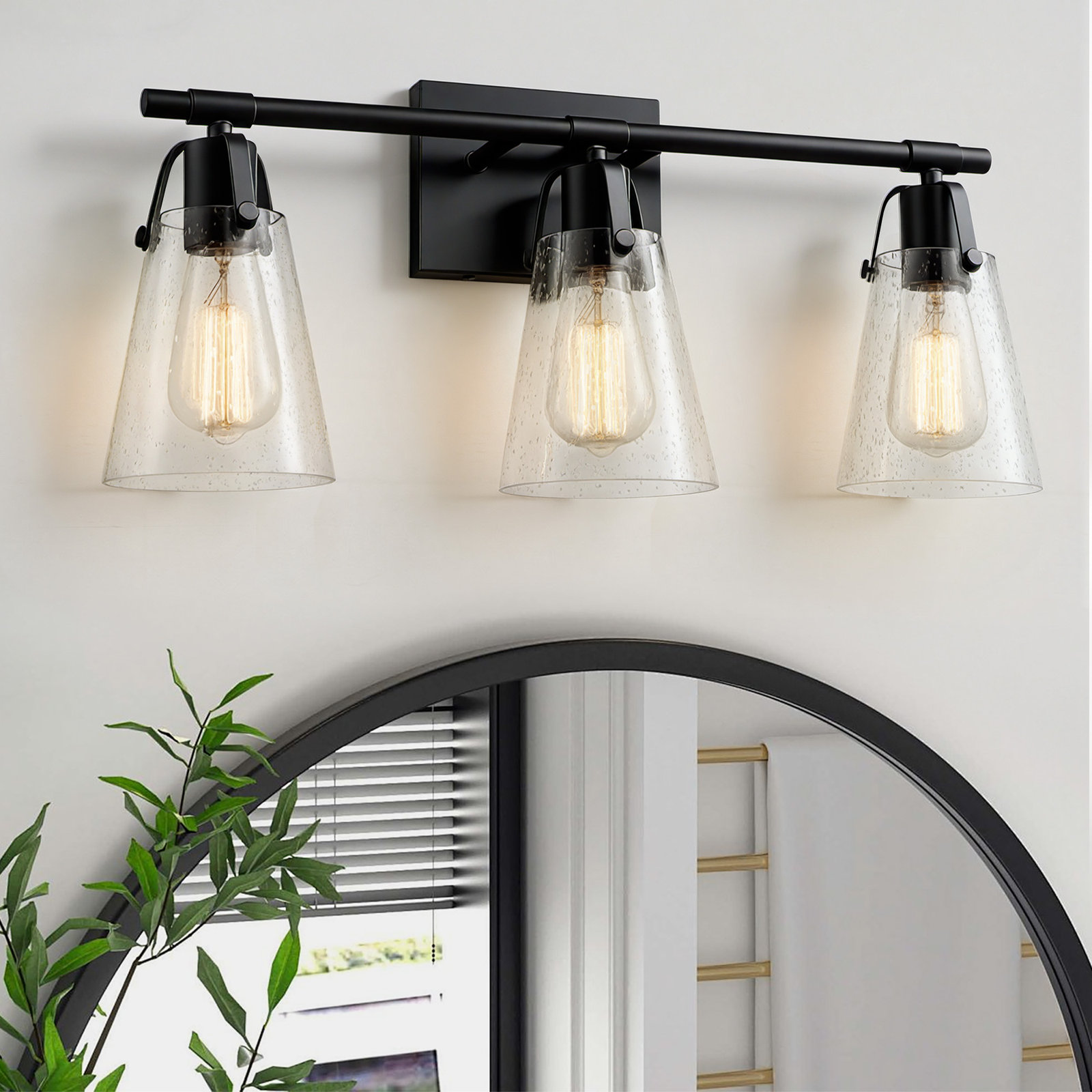 Alysa Vanity Light, Matte Black, 3 Lights
