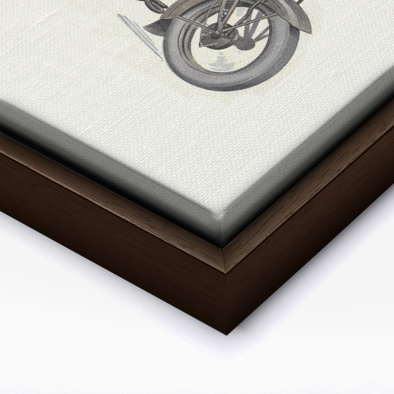 Fée à moto, Canevas, H 18 po x l 24 po, Encadrement brun