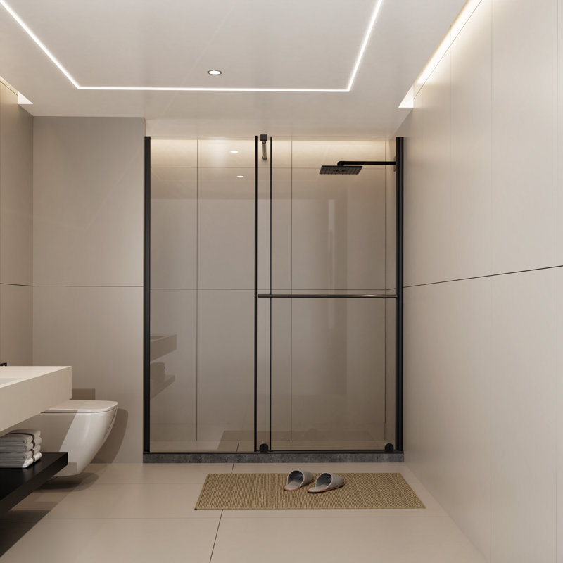 Glass Shower Door, 30 - 60"W X 72"H Shower Sliding Door Walk-In Shower Screen Dual Usage,1/4" Thick Glass Panel With Handle, Supporting Bar