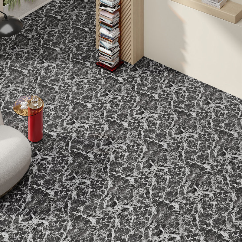 30Pcs Self-adhesive PVC Parquet Flooring Tiles Set, Marble Look, Grey