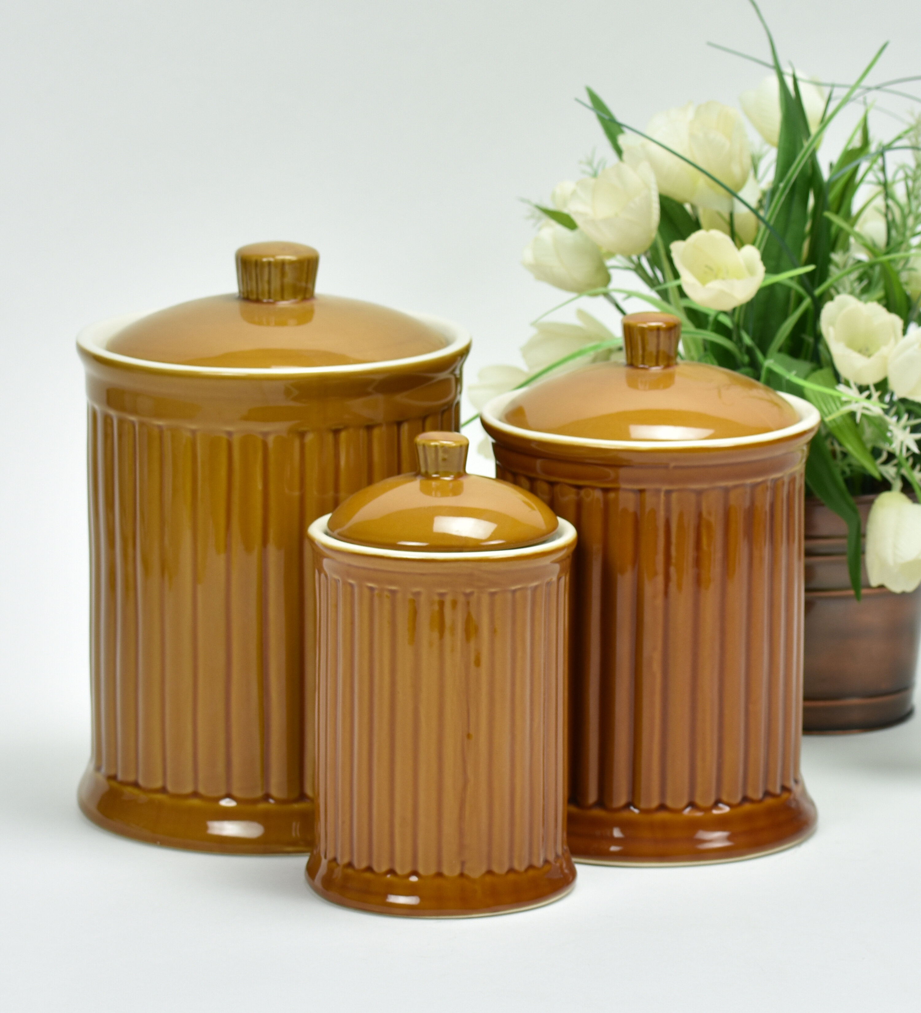 Star Vine Canister Set of 3, Matching Airtight Lids