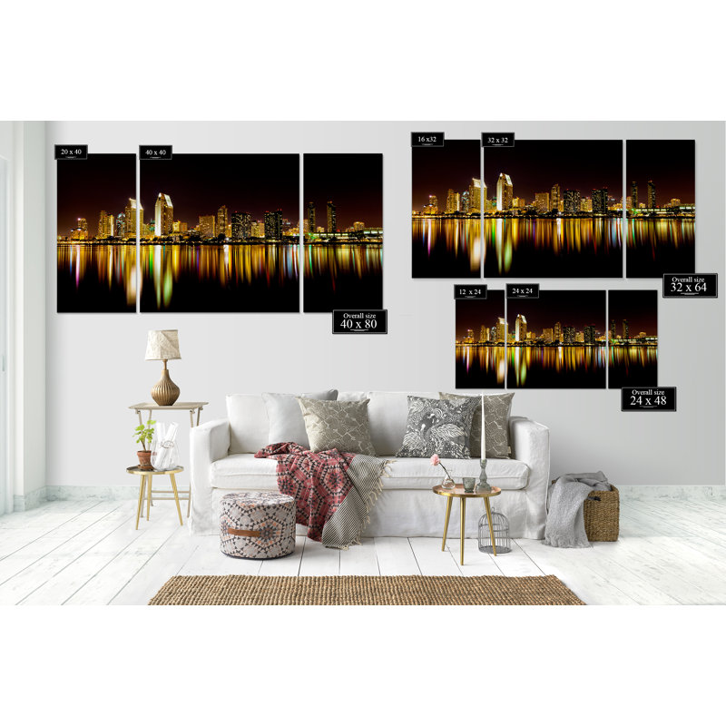 " San Diego Skyline ", 24" H x 48" W x 1.5" D
