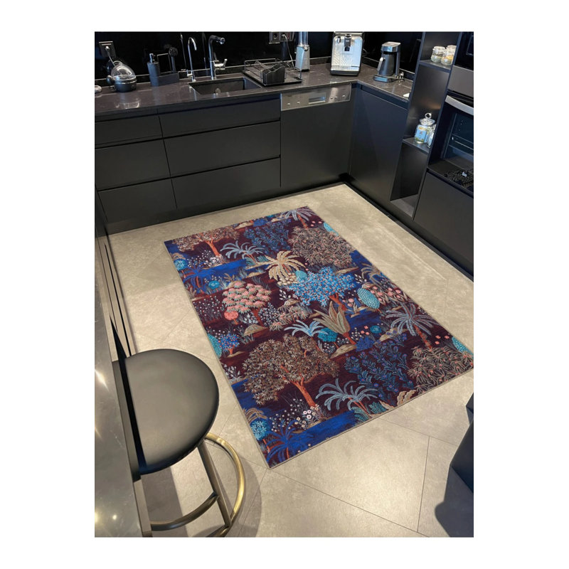 Tapestry Design Multicolored Tree And Flower Pattern Vintage Decorative Rug, Rectangle 3'4" x 5'