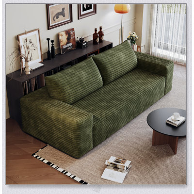 71-Inch 3-Seat Corduroy Sofa, Deep Seating, No Assembly Required, For Living Room And Bedroom Comfort