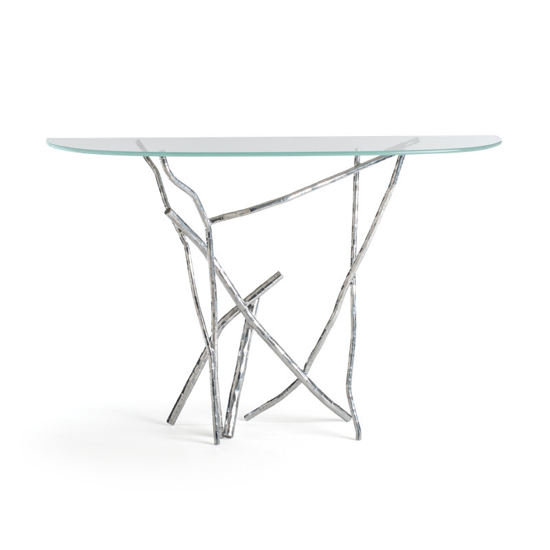 Brindille 52" W Glass Top Console Table, Sterling