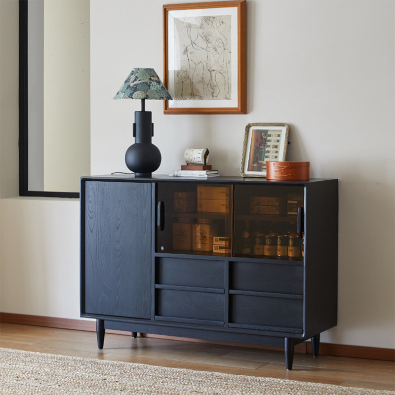 Buffet de rangement en bois d'hévéa Wabi-Sabi, H 33,5 po x l 47,2 po x P 15,7 po