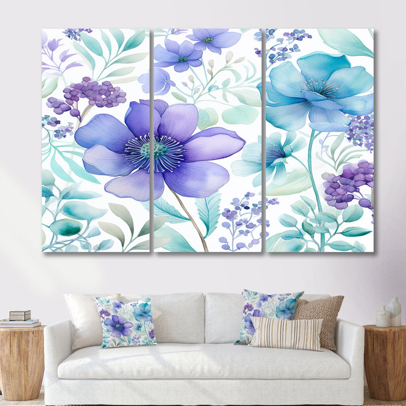 Dayne - ensemble de salon art mural coquelicot, Toile tendue, H 32 po x l 48 po x P 1 po