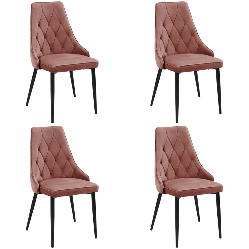 Beallsville 46cm H Tufted Velvet Upholstered Upholstered Back Side Chair in Pink