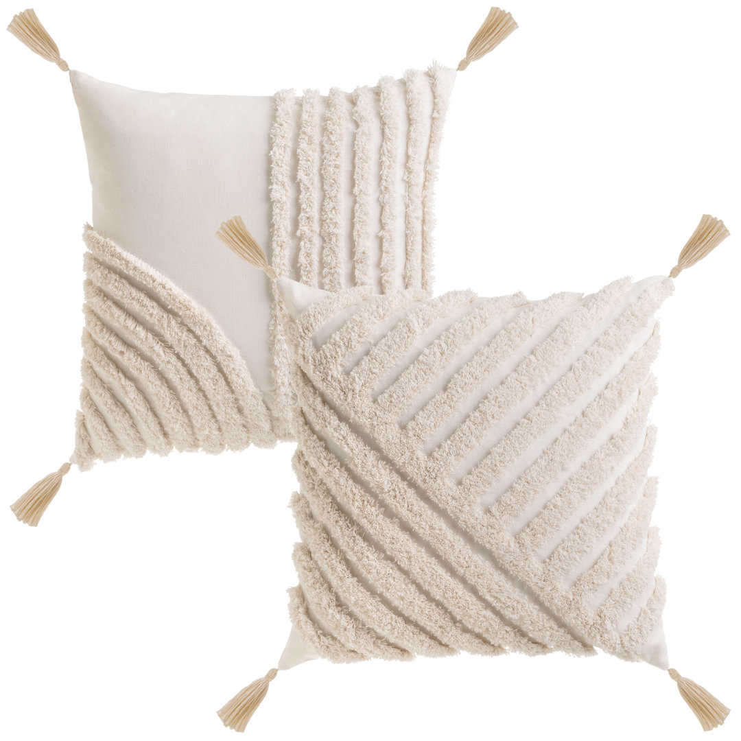 Deschamp Beige Square Scatter Cushion mit Füllung